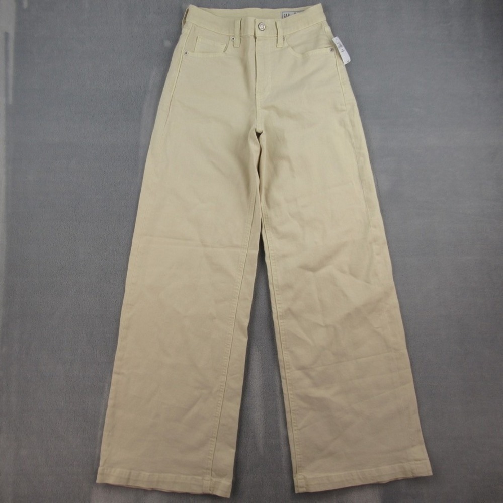 Gap High Rise Stride Jeans Womens 25 0 Cream Off White Wide Leg NWT